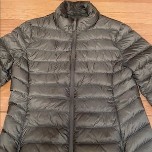 Army green down feather coat